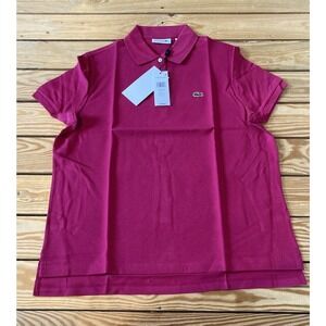 NWT $98 Lacoste Short Sleeve Polo Shirt Size 10 Women’s Fuchsia